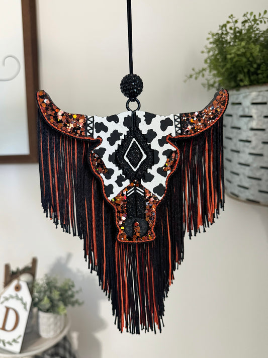 Orange & Black Large Aztec Bull